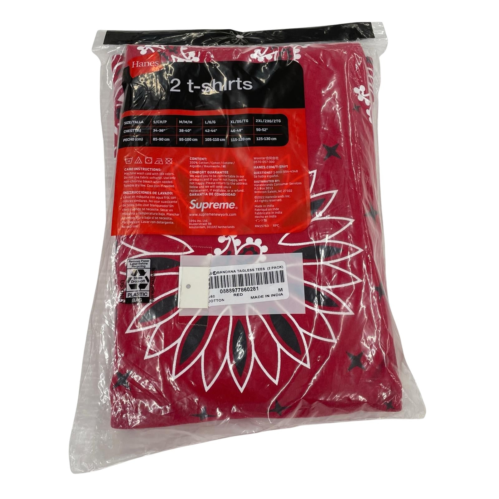 半袖Tシャツ HANES BANDANA TAGLESS TEES 2 PACKS 赤 (M) M レッド