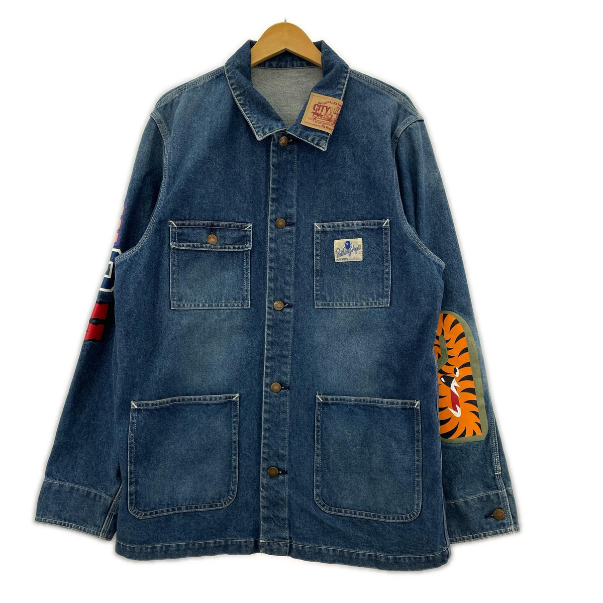 デニムジャケット A BATHING APE Shark graphic-print denim jacket (2XL)
