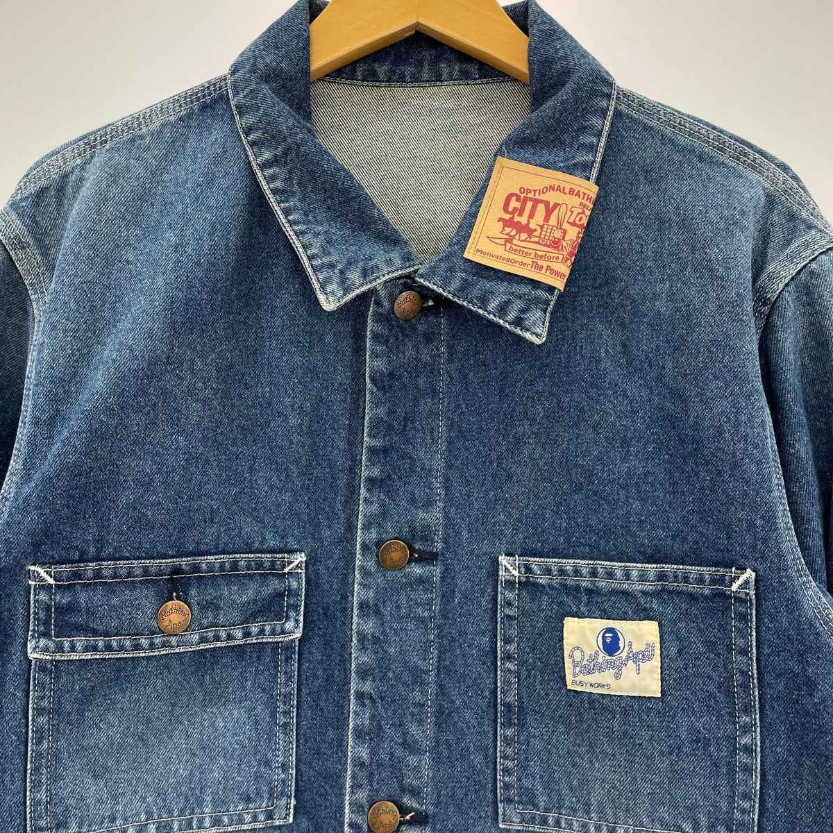 デニムジャケット A BATHING APE Shark graphic-print denim jacket (2XL)