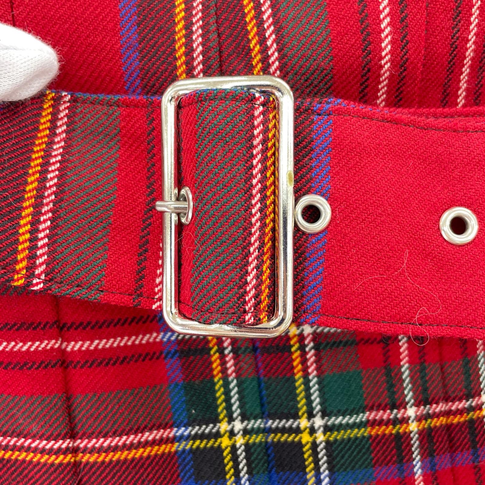 スカート wool check skirt XS レッド ブラック