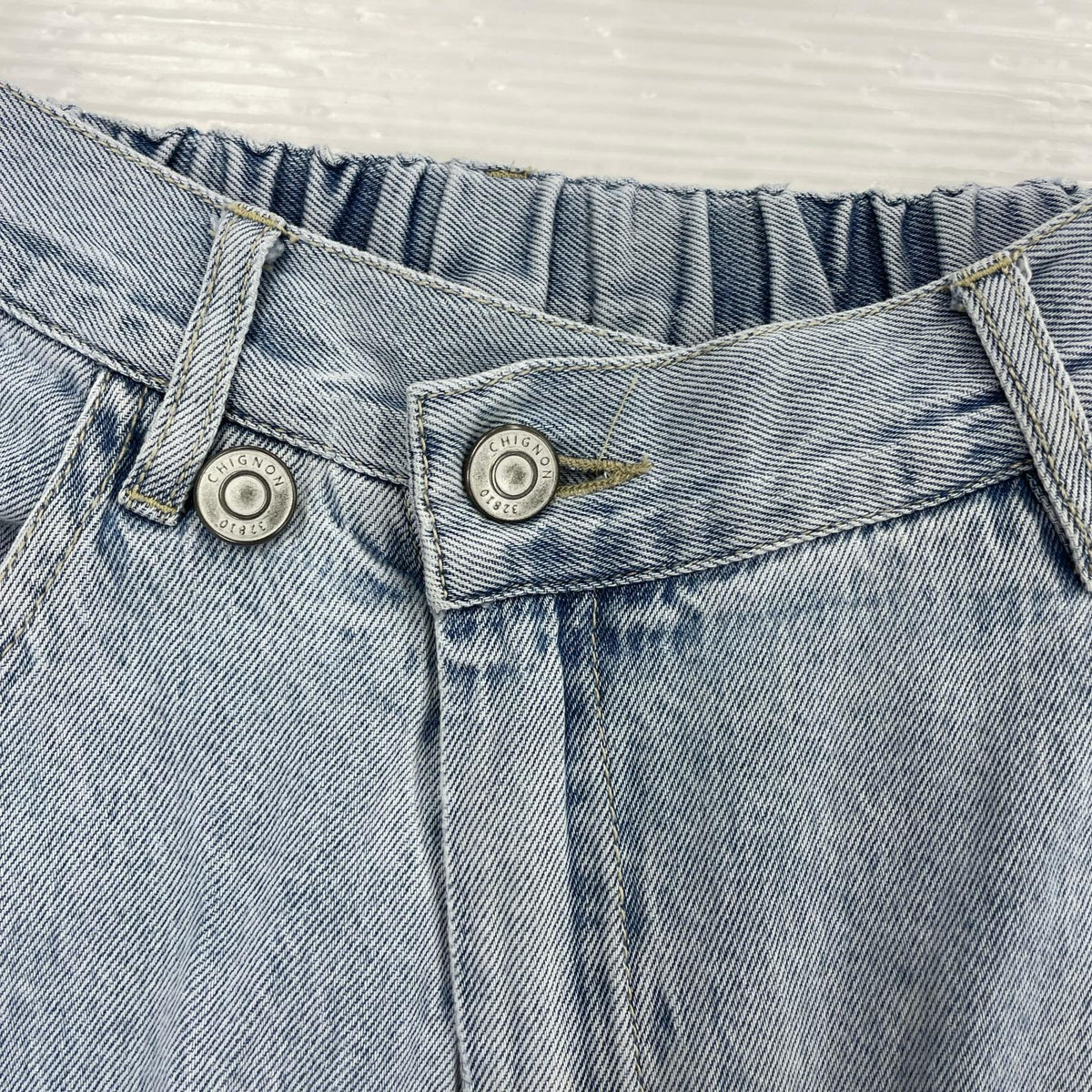デニムパンツ CHIGNON ラップアジャストパンツ フリー ブルー