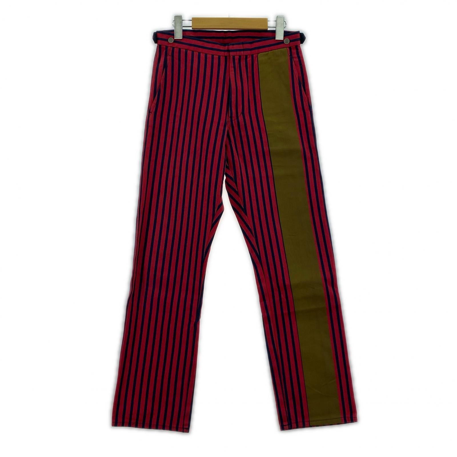 パンツ AD2001 HOMME PLUS rubber coating stripe S レッド