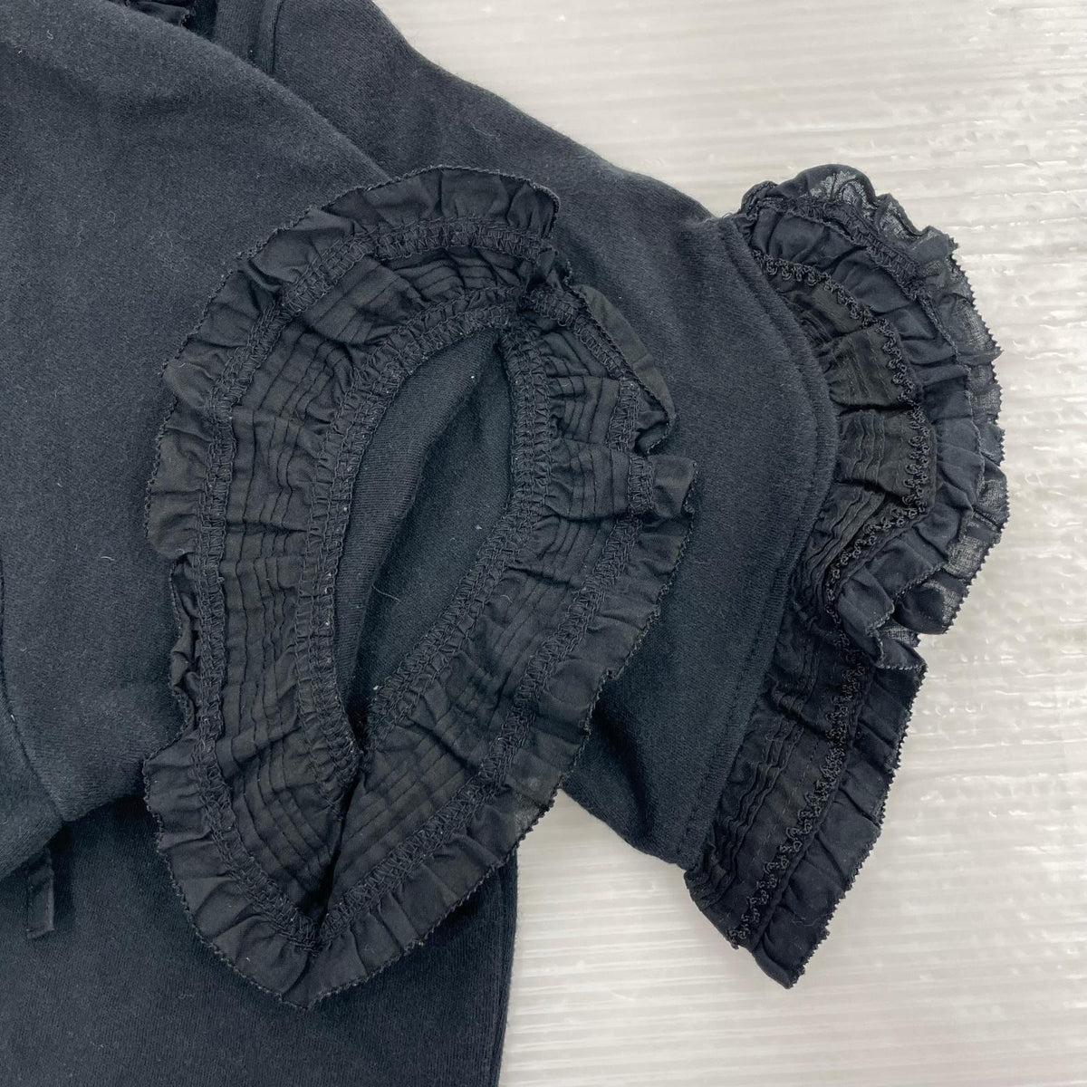 半袖Tシャツ SSリボンフリルフードカットソー 黒 M ブラック