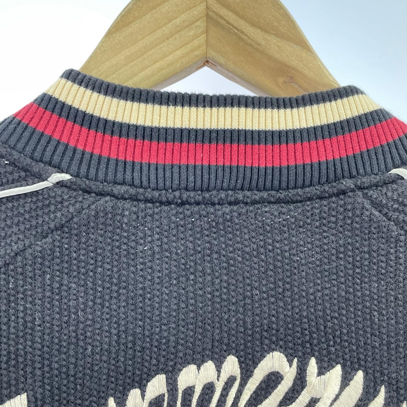 ニット 参丸一 刺繍スカジャン L ブラック