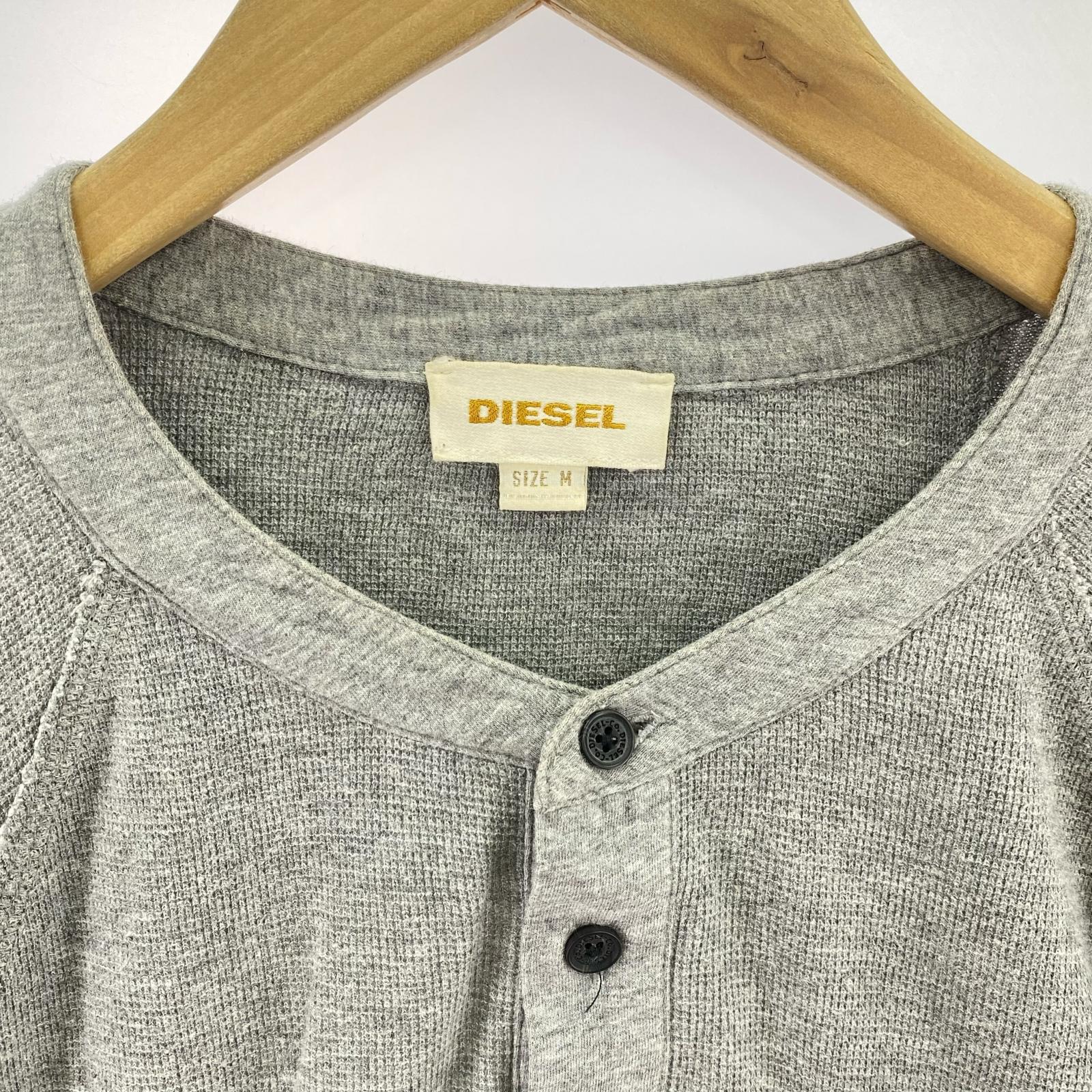 長袖Tシャツ DIESEL ヘンリーネックTシャツ LGY ポケットロゴ M グレー