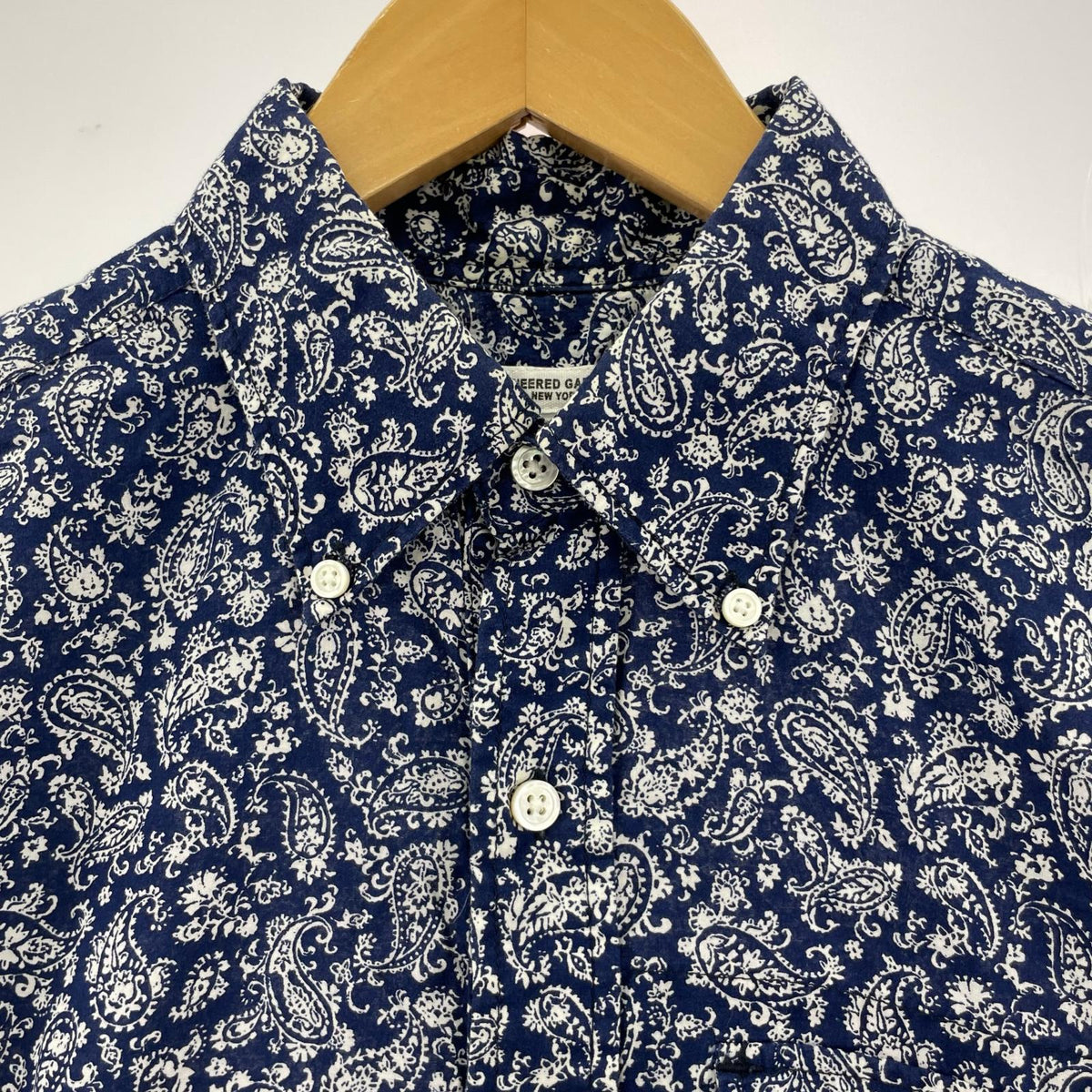 半袖シャツ Engineered Garments S/Sシャツ ペイズリー柄 紺 (S) S