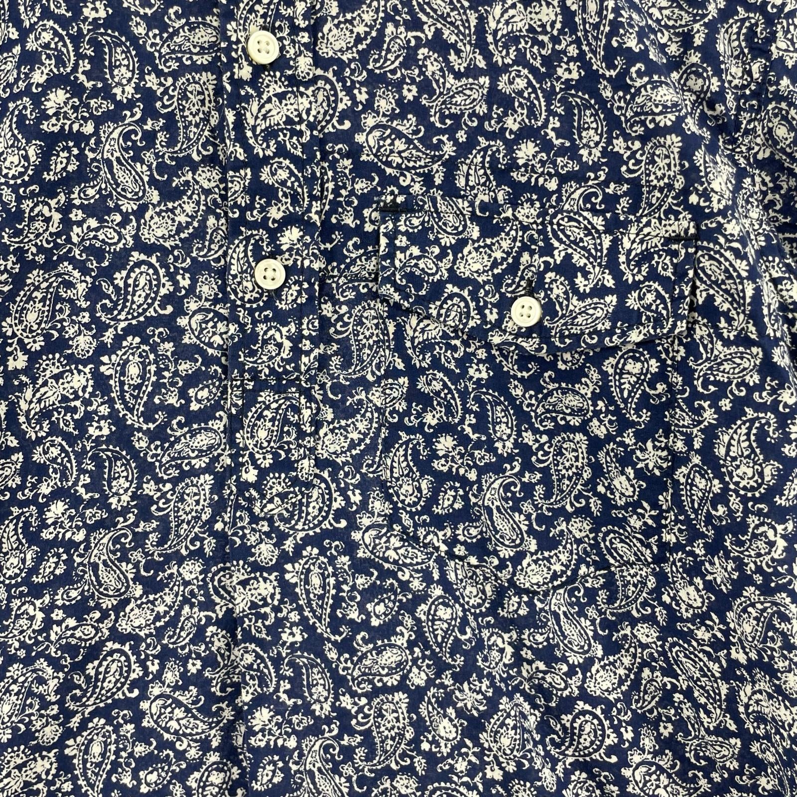半袖シャツ Engineered Garments S/Sシャツ ペイズリー柄 紺 (S) S