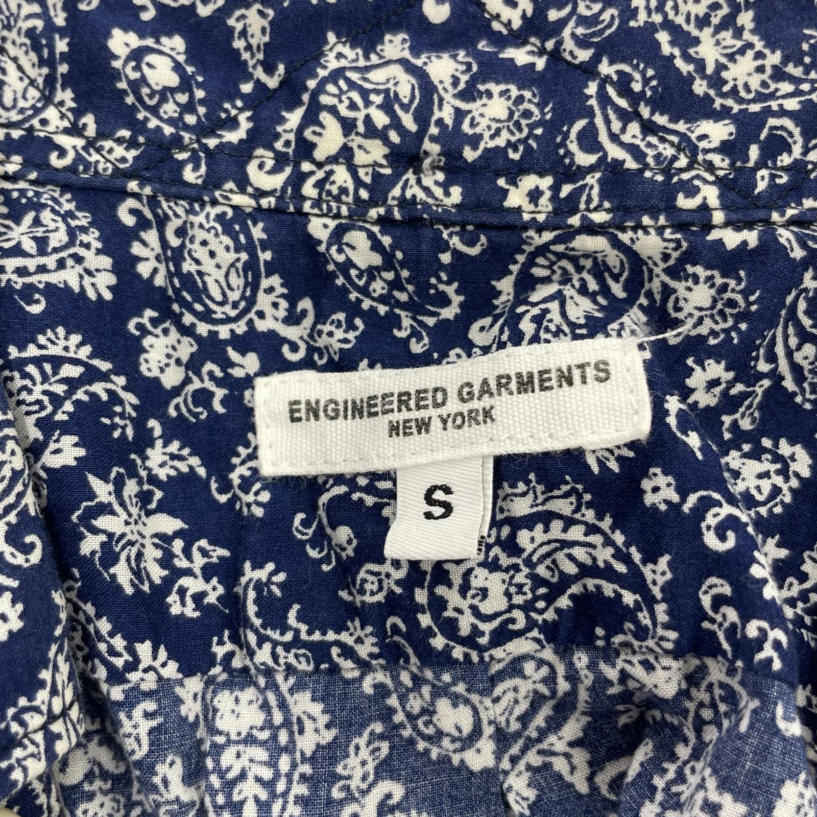 半袖シャツ Engineered Garments S/Sシャツ ペイズリー柄 紺 (S) S