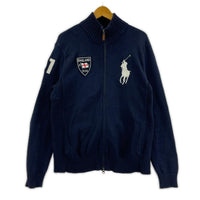 ニット POLO ラルフローレン ジップアップセーター M ネイビー
