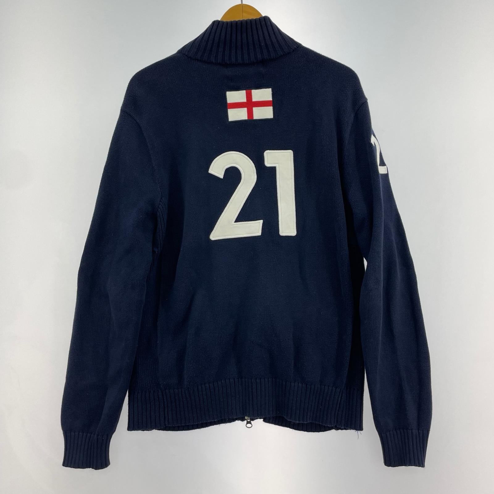 ニット POLO ラルフローレン ジップアップセーター M ネイビー