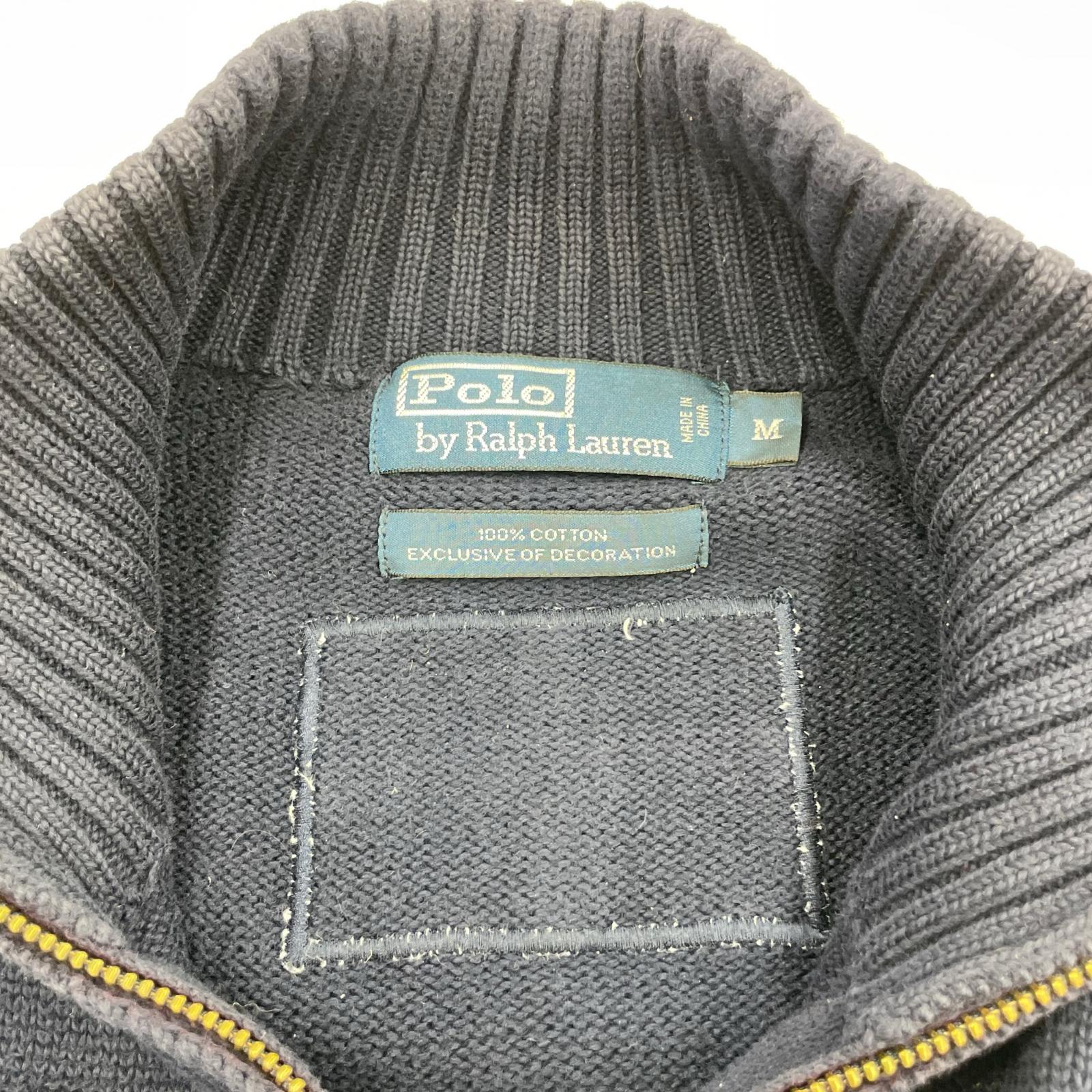 ニット POLO ラルフローレン ジップアップセーター M ネイビー
