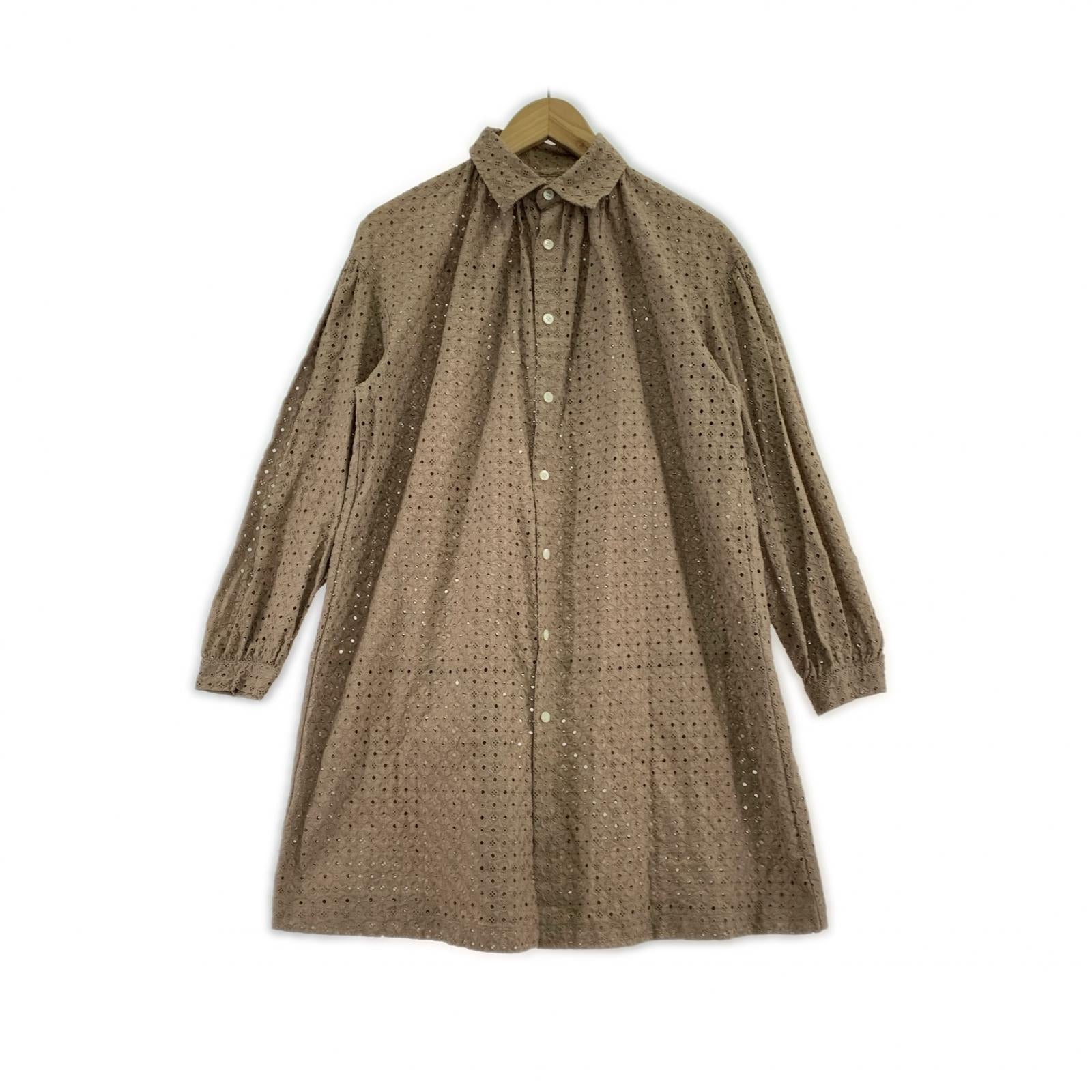 長袖シャツ レースブラウス ブラウン (M) M ブラウン