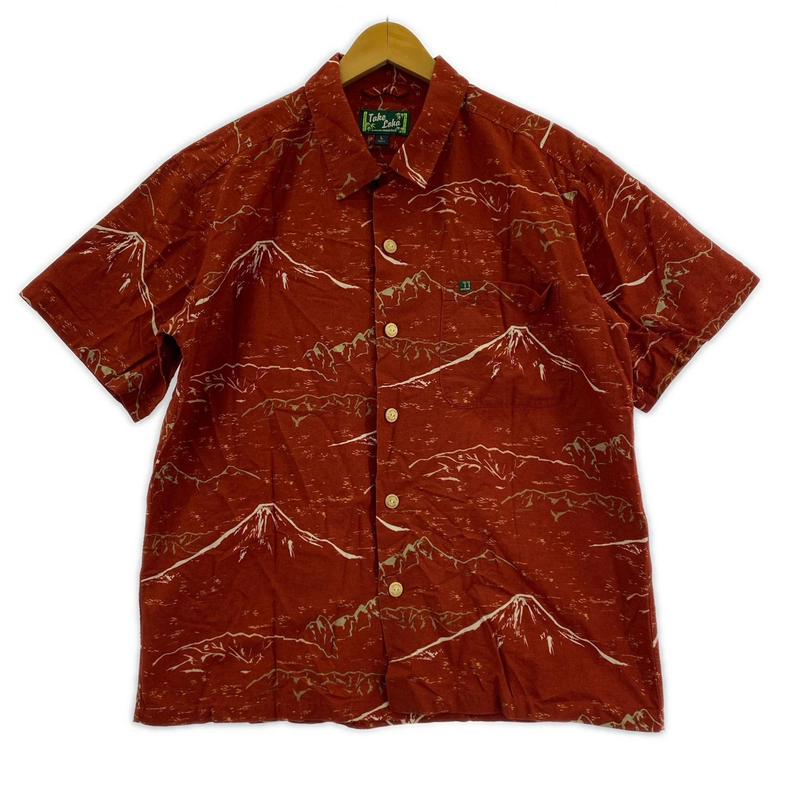 半袖Tシャツ TAKEロハ 山脈 L RED 総柄 L