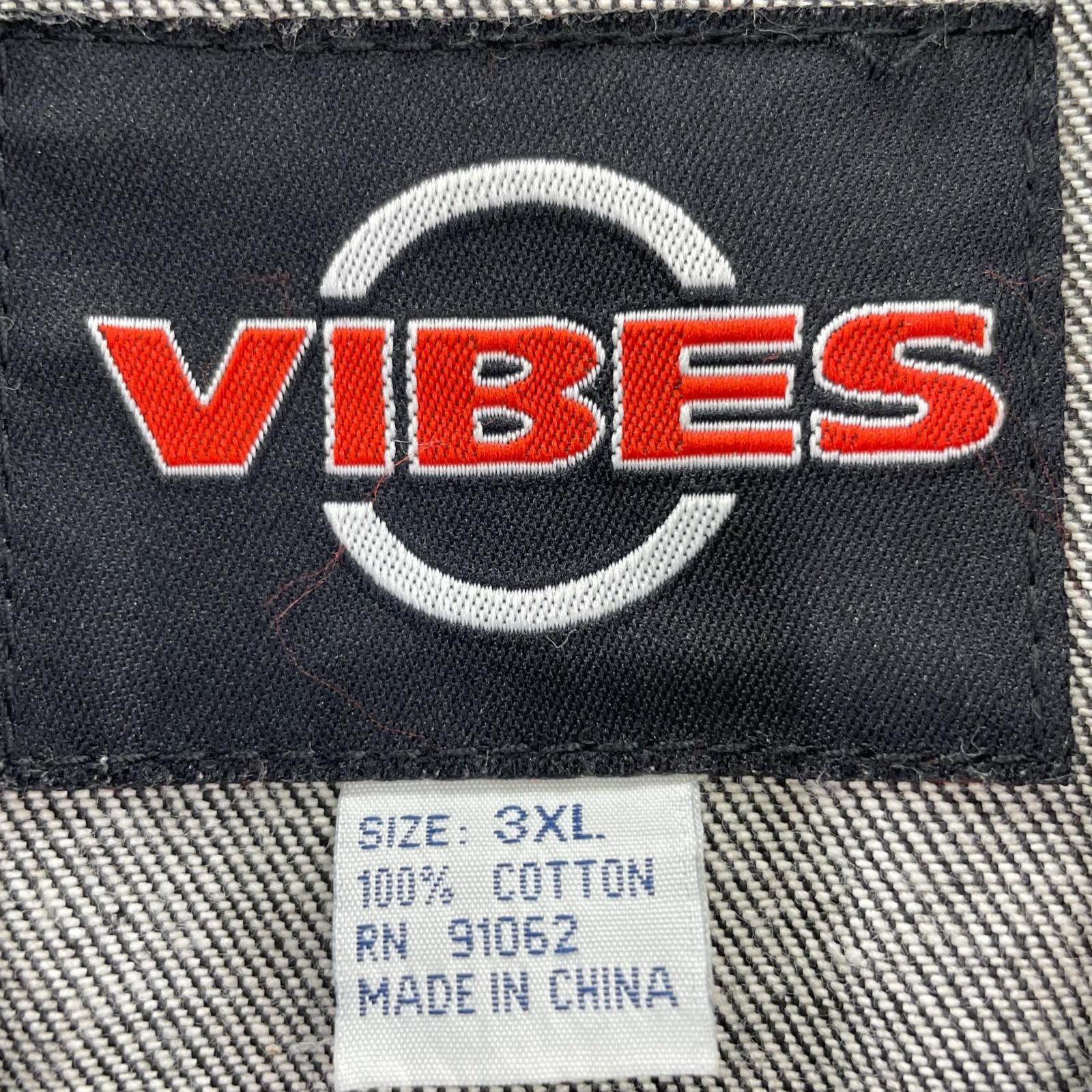 ジャケット VIBES デニムジャケット BK 背面刺繍 ブラック