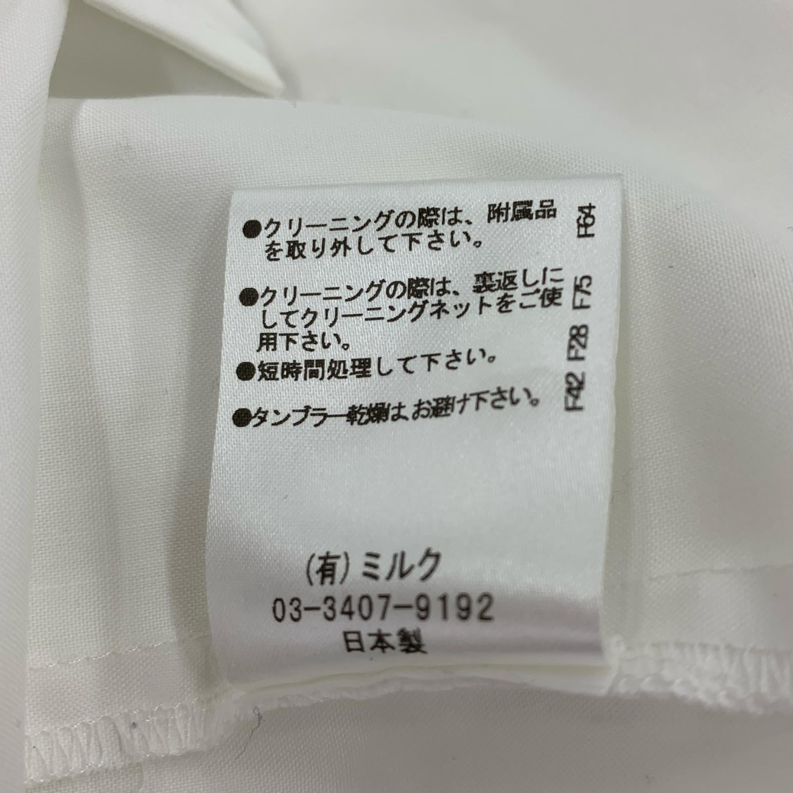 長袖シャツ リボン付き 白 ホワイト