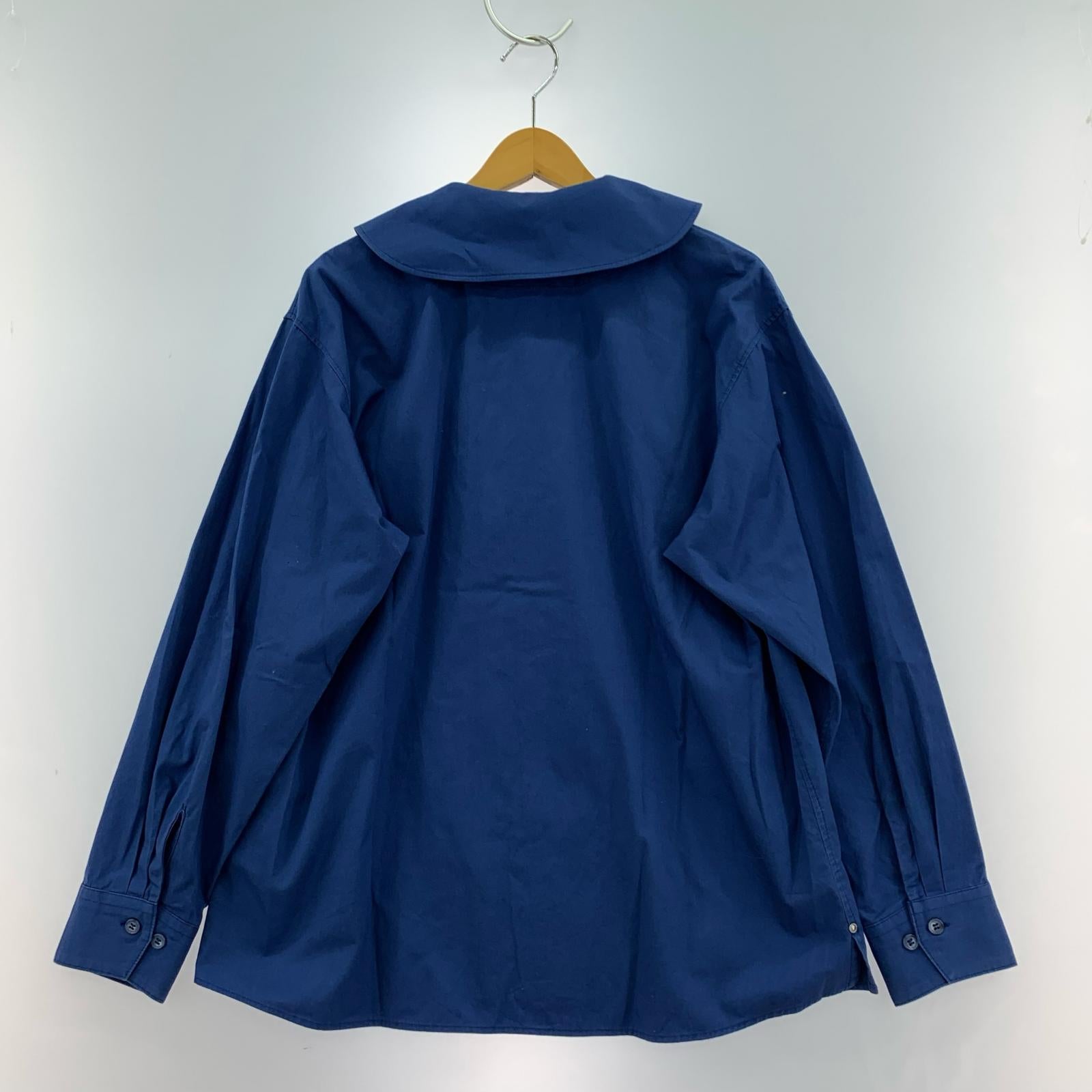 長袖シャツ リボン付き 青 ブルー