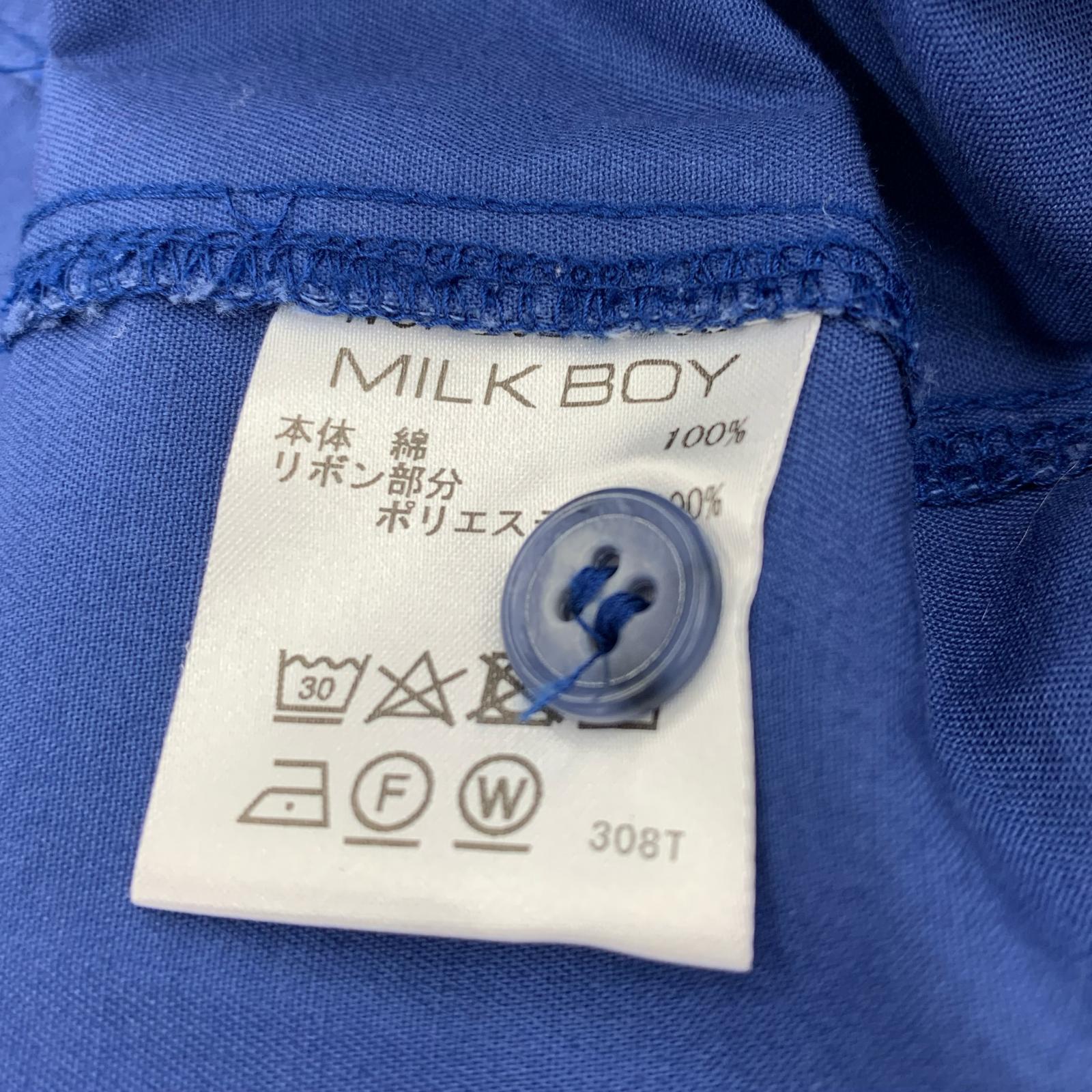 長袖シャツ リボン付き 青 ブルー