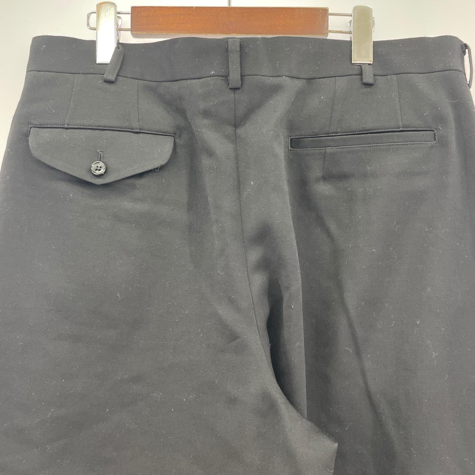 パンツ HOMME PLUS 26SS ウールサテンパンツ (XL) ブラック