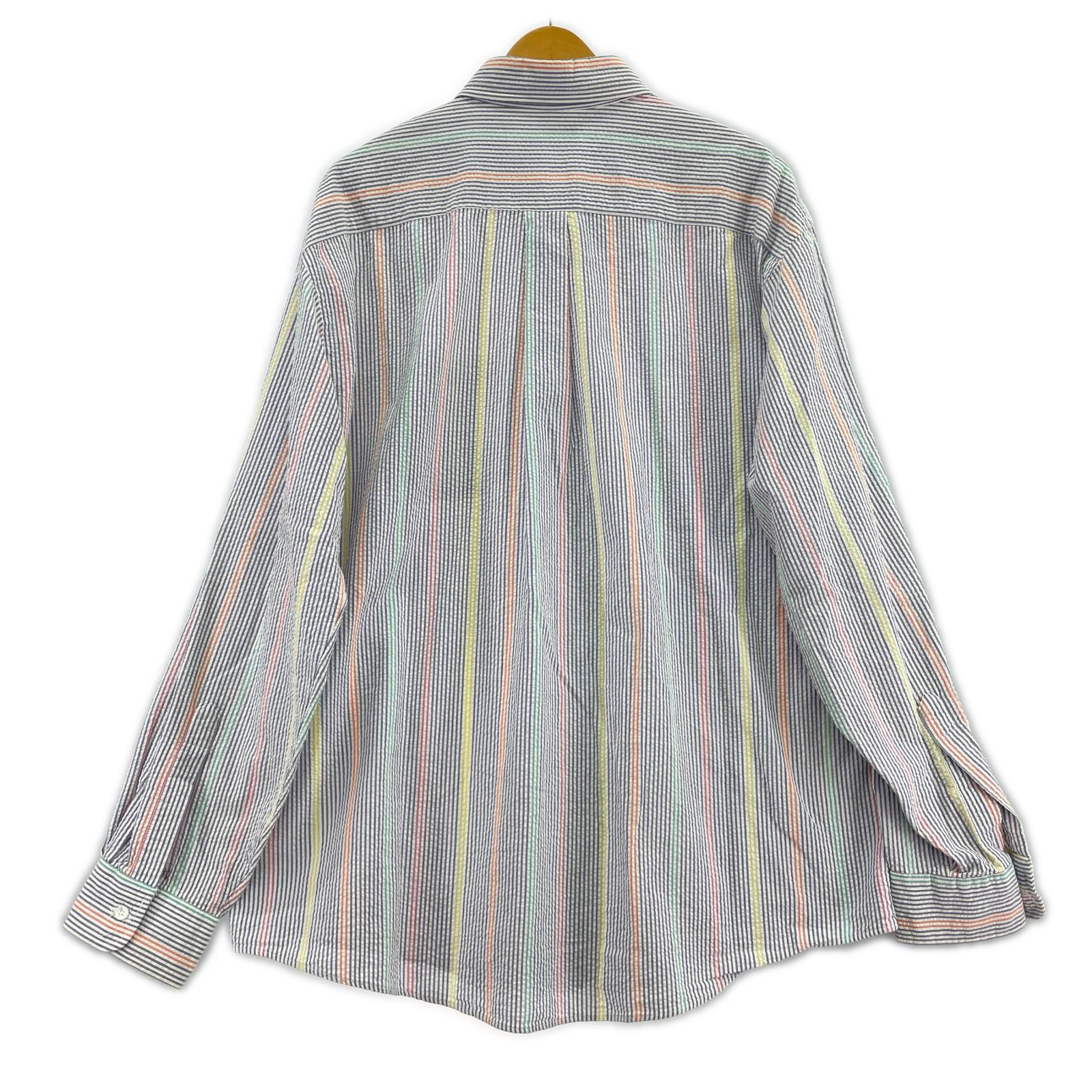 長袖シャツ L.L.Bean 90S USA製 L/Sシアサッカーシャツ (XL) マルチカラー