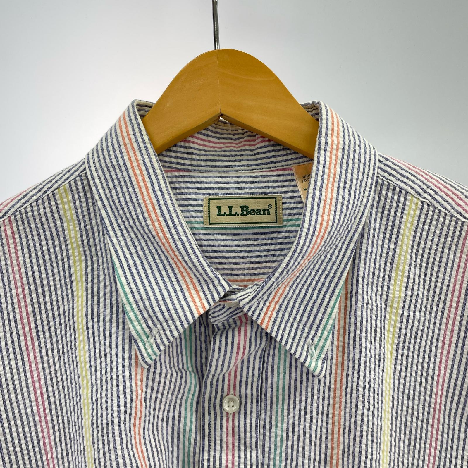 長袖シャツ L.L.Bean 90S USA製 L/Sシアサッカーシャツ (XL) マルチカラー