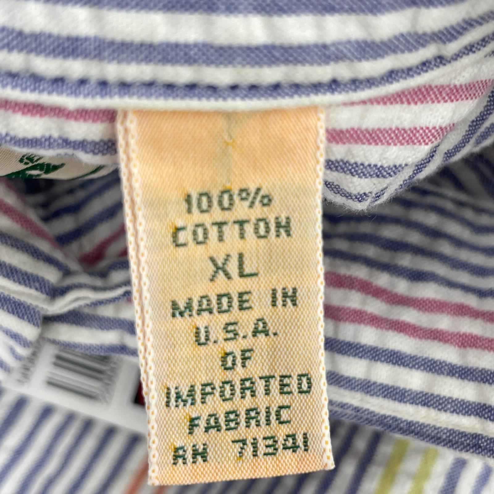 長袖シャツ L.L.Bean 90S USA製 L/Sシアサッカーシャツ (XL) マルチカラー