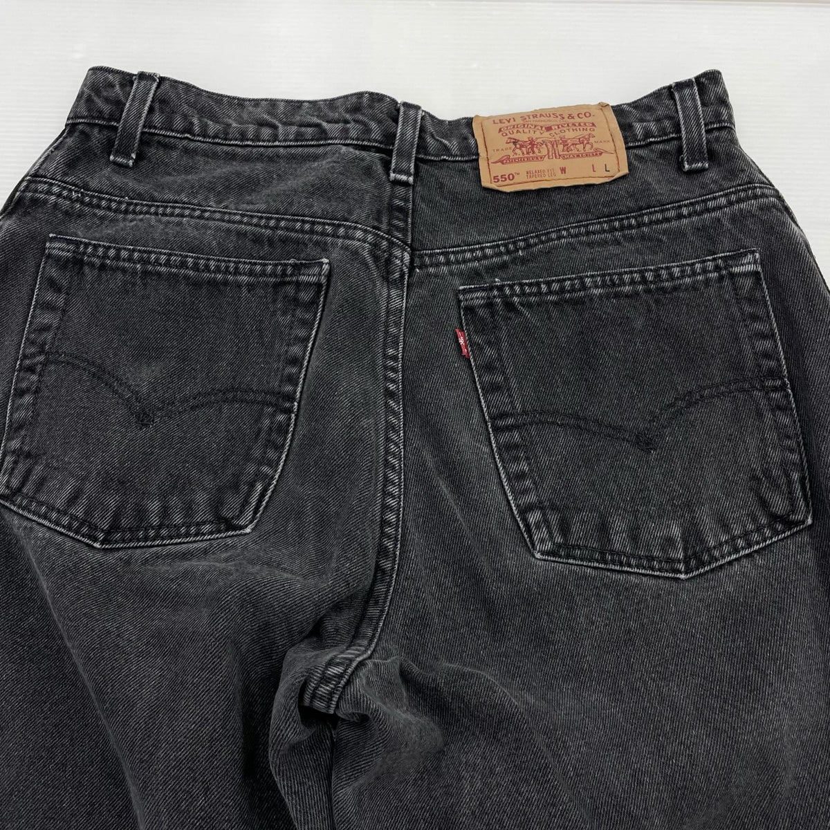 デニムパンツ 90s 550 後染め テーパードデニムパンツ ブラック
