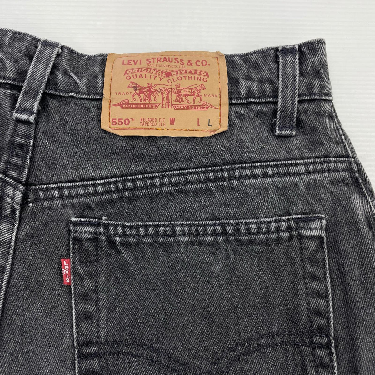 デニムパンツ 90s 550 後染め テーパードデニムパンツ ブラック