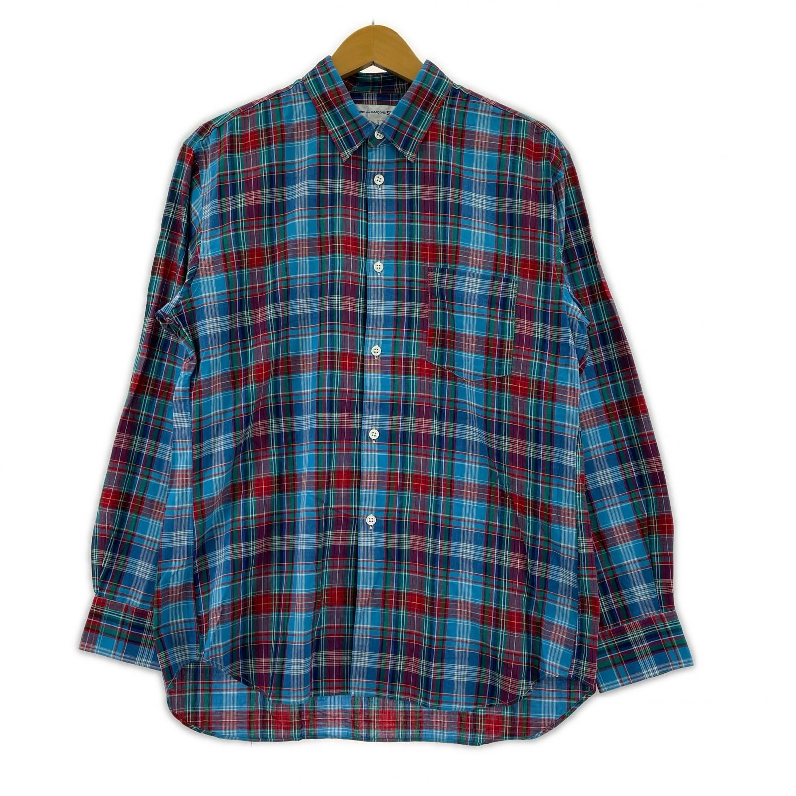 長袖シャツ SHIRT チェック柄 S 青 S