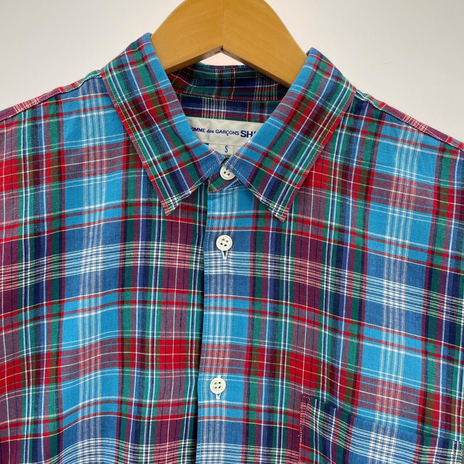 長袖シャツ SHIRT チェック柄 S 青 S