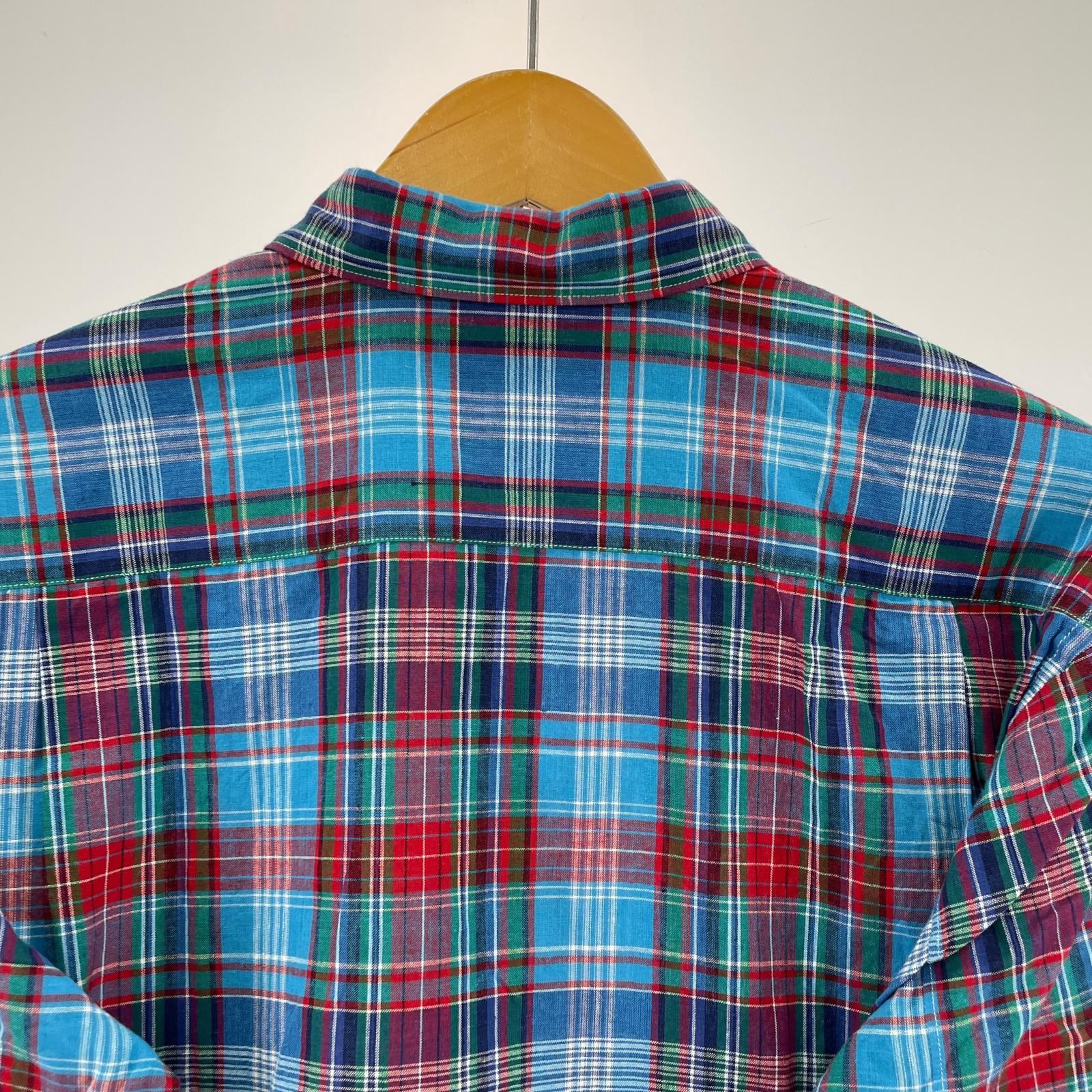 長袖シャツ SHIRT チェック柄 S 青 S