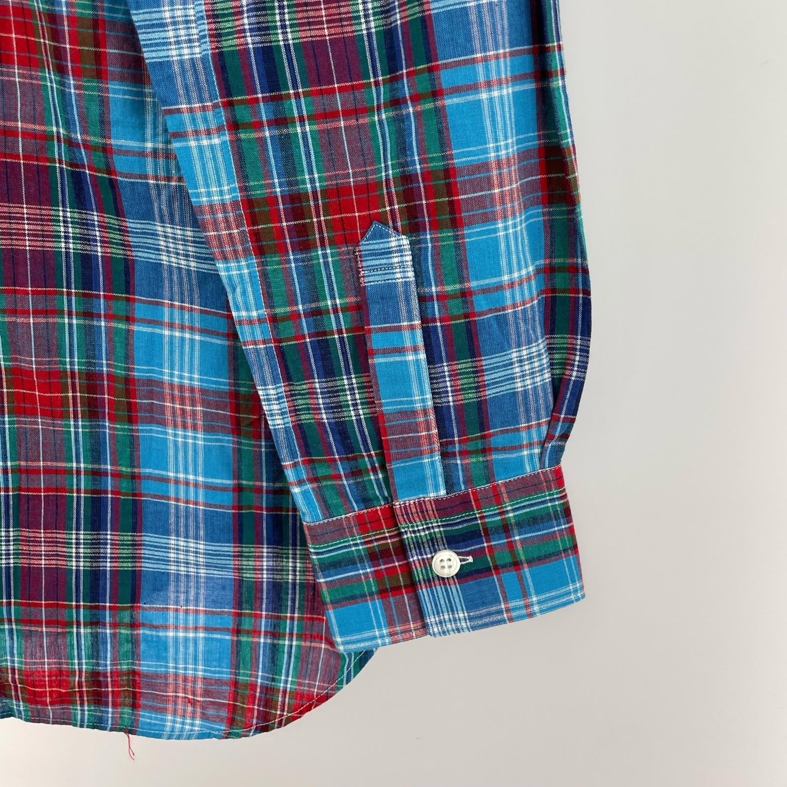 長袖シャツ SHIRT チェック柄 S 青 S