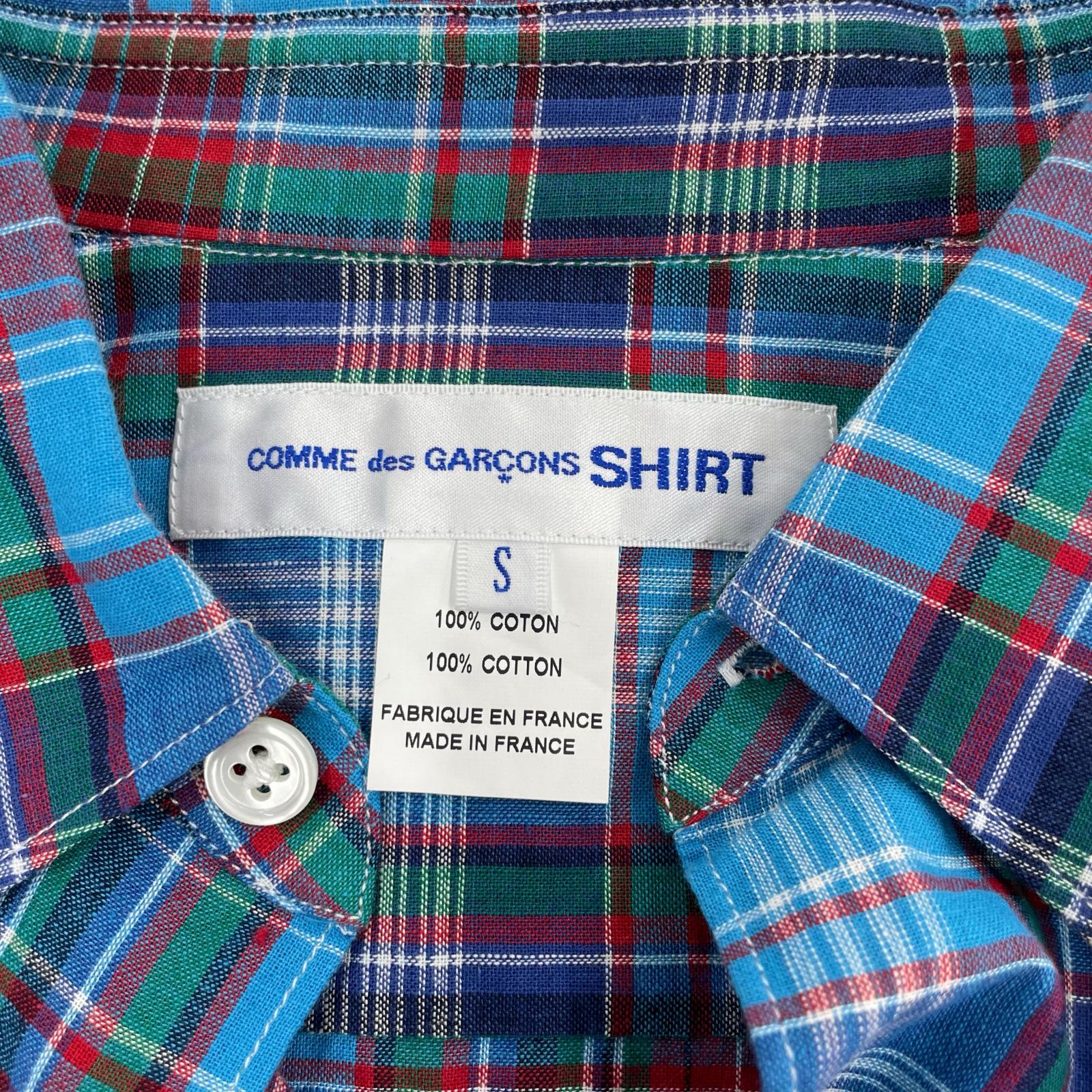 長袖シャツ SHIRT チェック柄 S 青 S