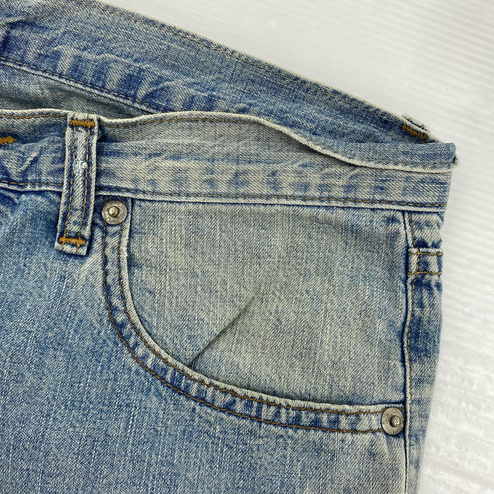 デニムパンツ ボタンフライ ストレートパンツ ブルー