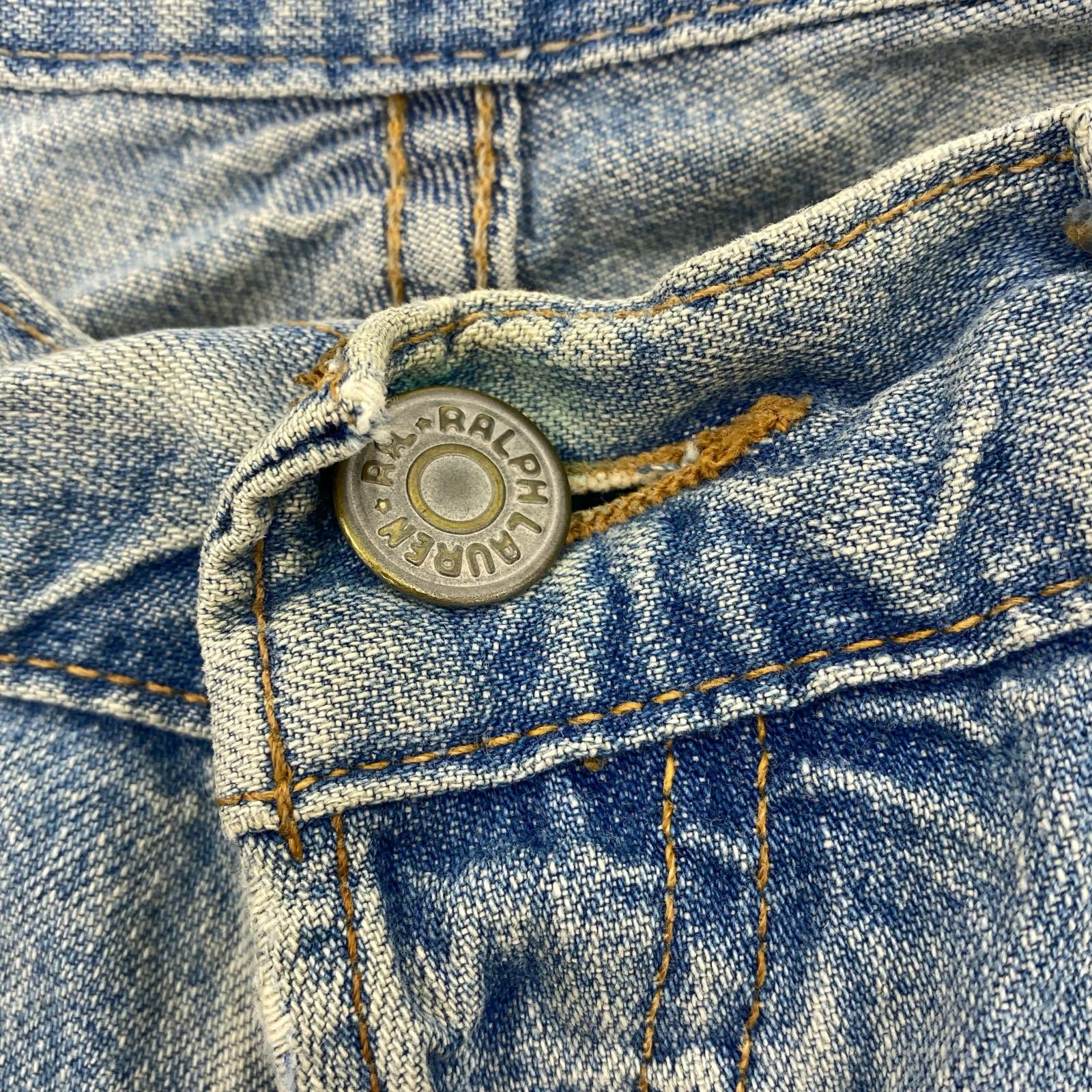 デニムパンツ ボタンフライ ストレートパンツ ブルー