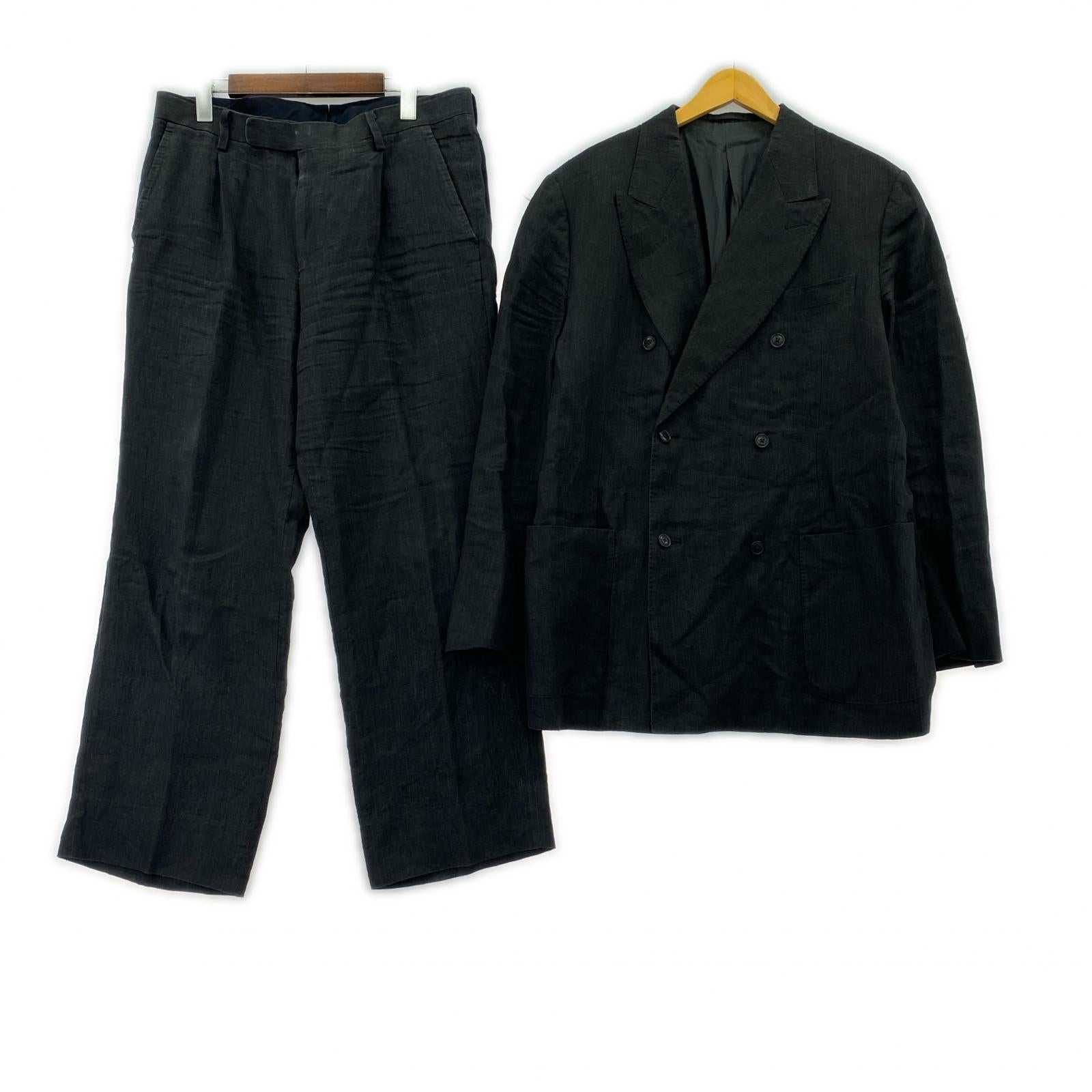 セットアップ 24SS/リネン ダブルブレステッドスーツ/3/Z01-08001 3 ブラック
