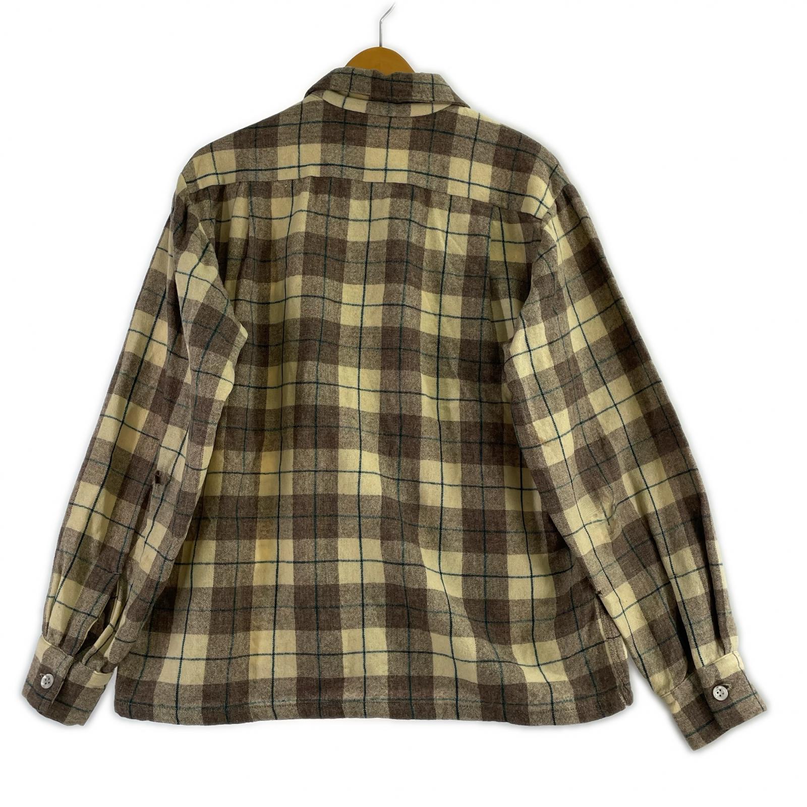 長袖シャツ 50s DON JUAN オープンカラー ウール チェック M M