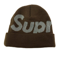 ニットキャップ Supreme Big Logo Beanie 茶 ブラウン