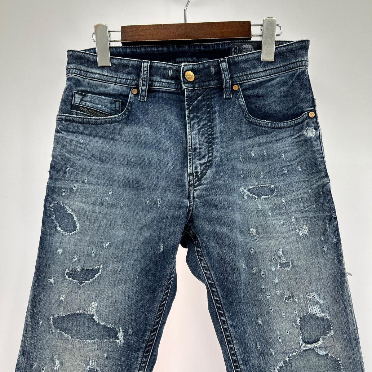 デニムパンツ THOMMER リペア加工 デニムスウェット 28 ネイビー