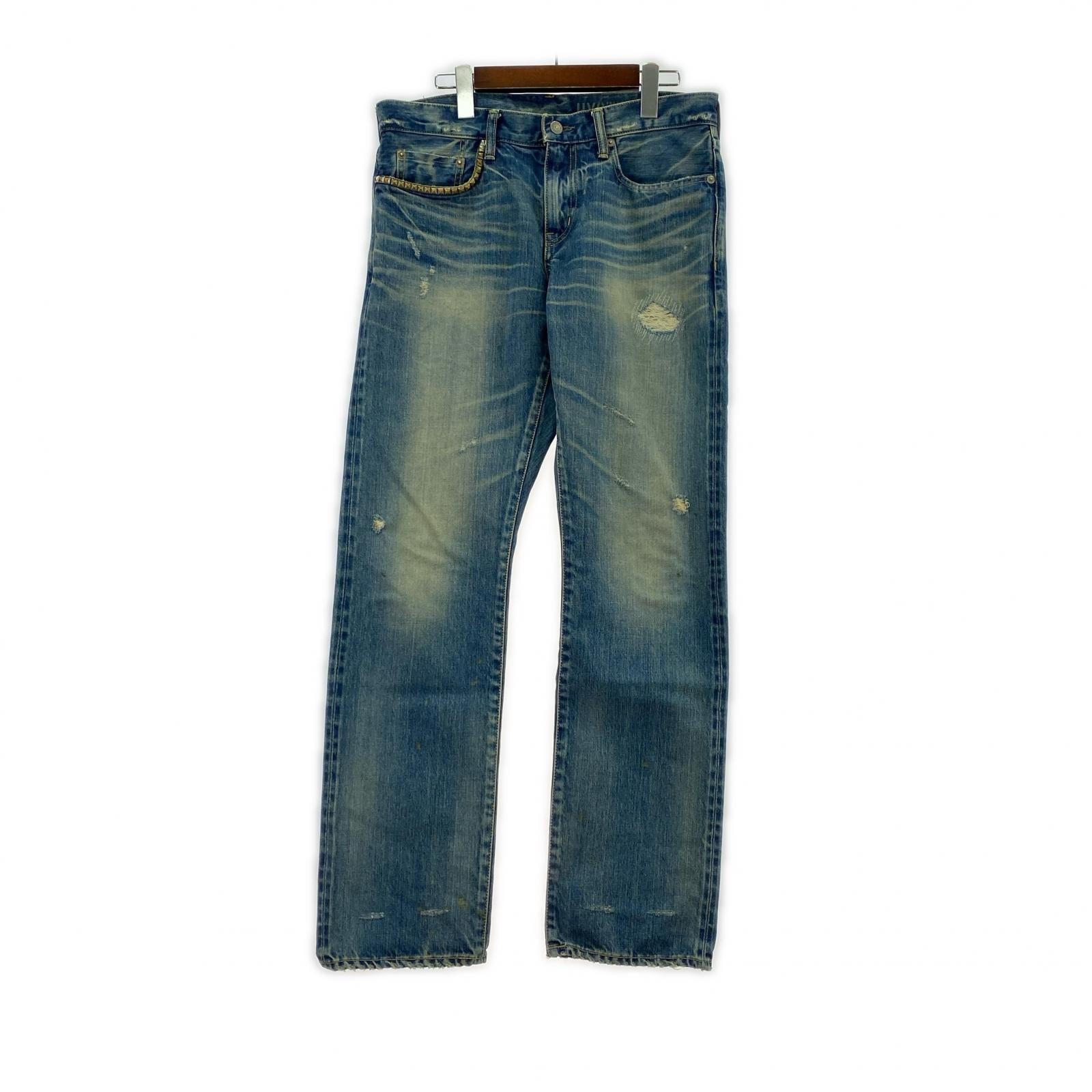 デニムパンツ HYSTERIC GLAMOUR 加工スタッズデニムパンツ 32 ブルー