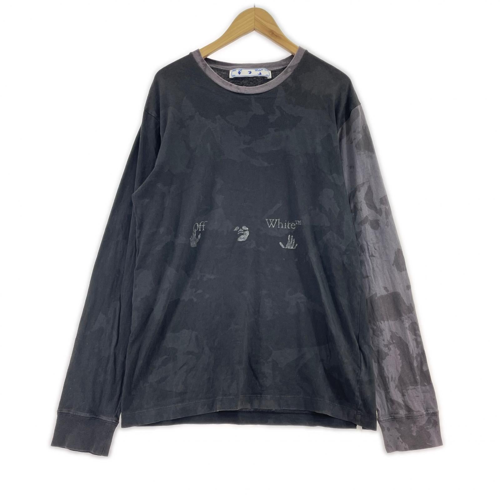 長袖Tシャツ OFF-WHITE L/S Tie Dye Tshirt 黒 (L) L ブラック