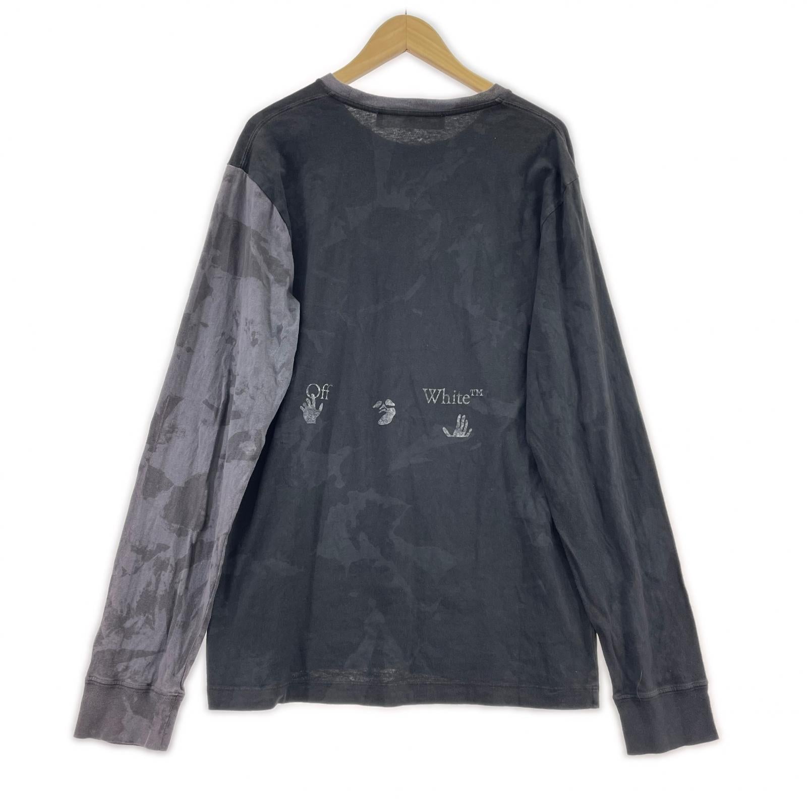 長袖Tシャツ OFF-WHITE L/S Tie Dye Tshirt 黒 (L) L ブラック