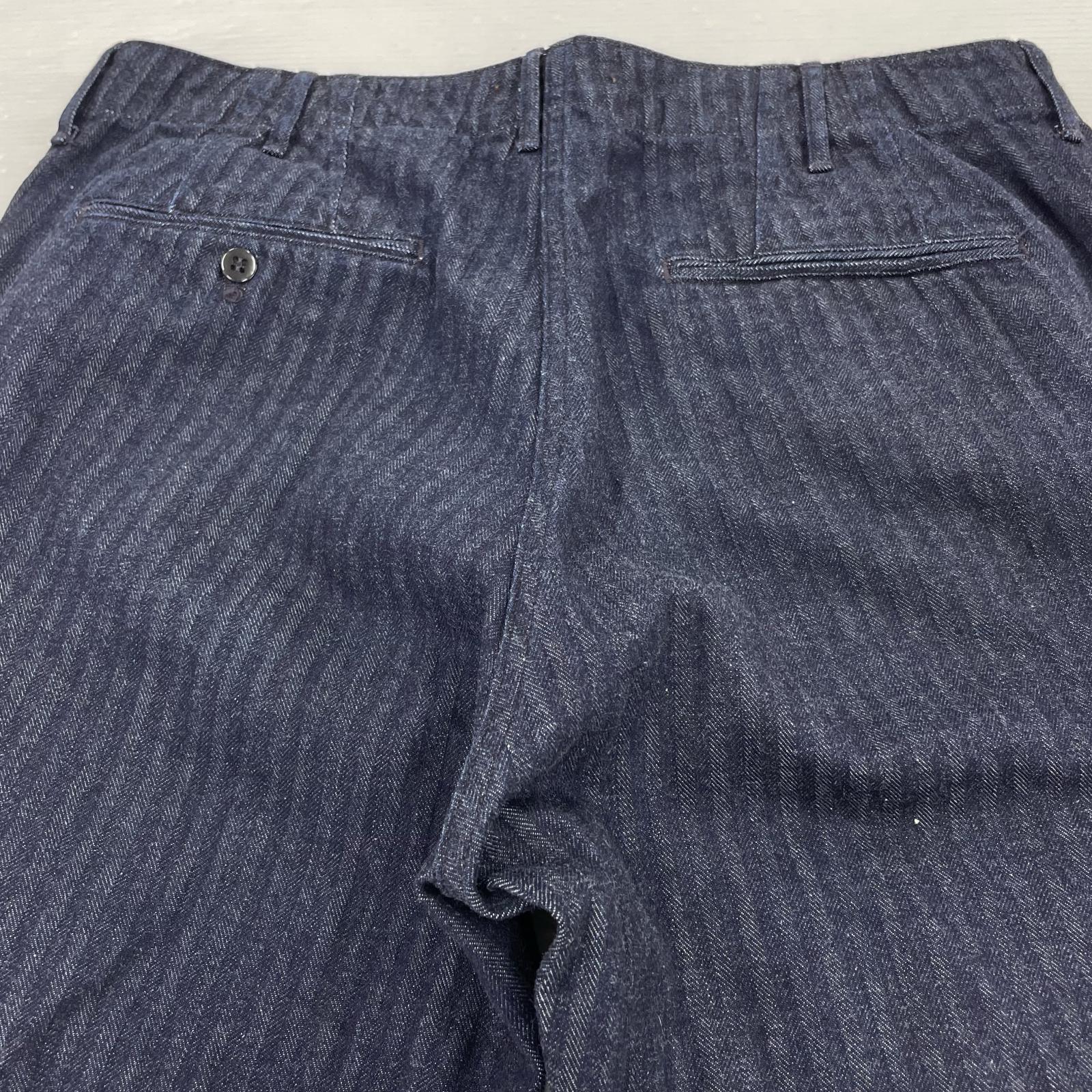 パンツ Indigo Herringbone Officer Trousers W34