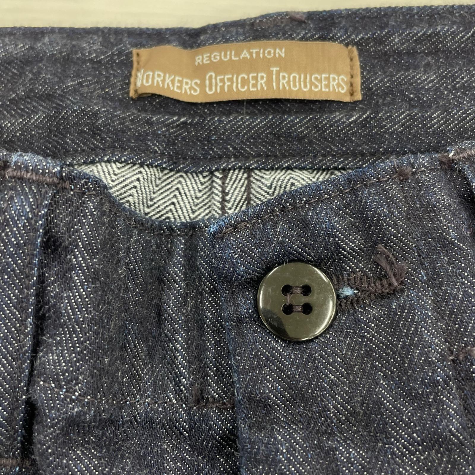 パンツ Indigo Herringbone Officer Trousers W34