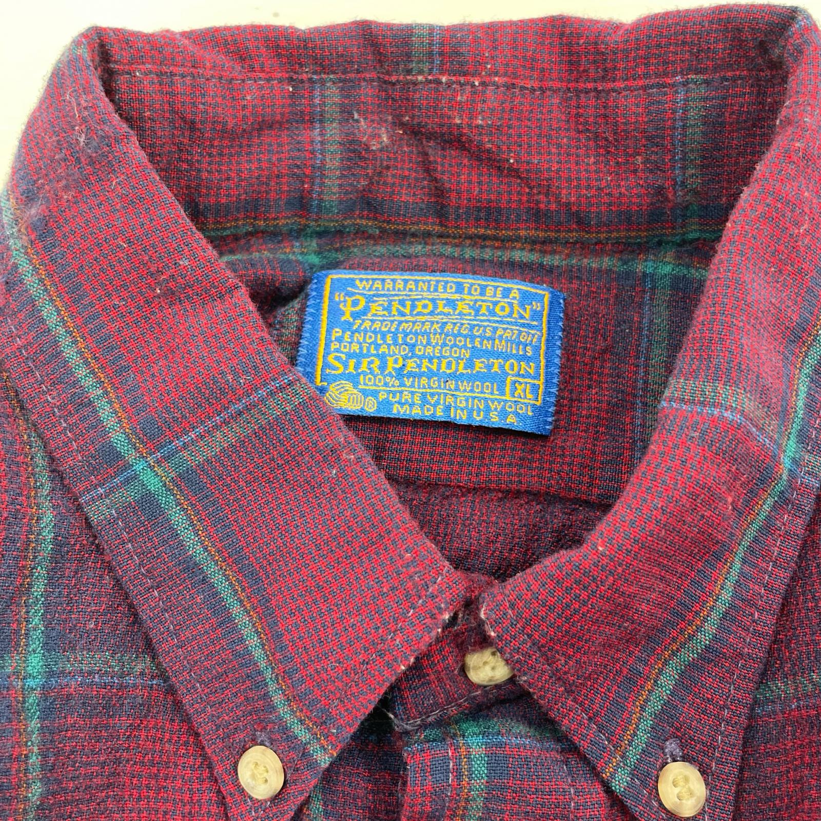 長袖シャツ 70s PENDLETON ウールシャツ 赤 (XL) レッド