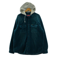 ジャケット Quilted Lined Hooded Velvet Shirt L ブルー