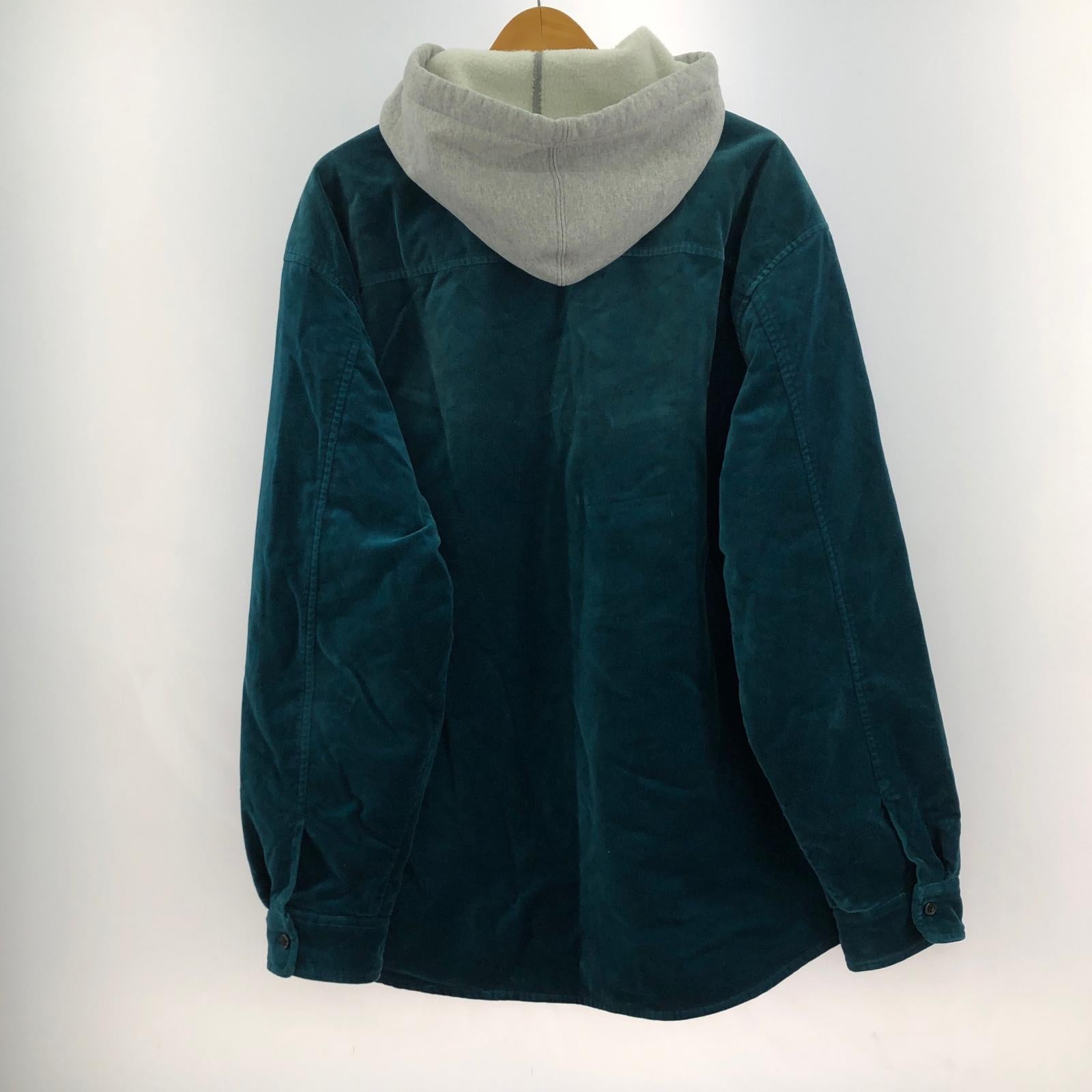 ジャケット Quilted Lined Hooded Velvet Shirt L ブルー