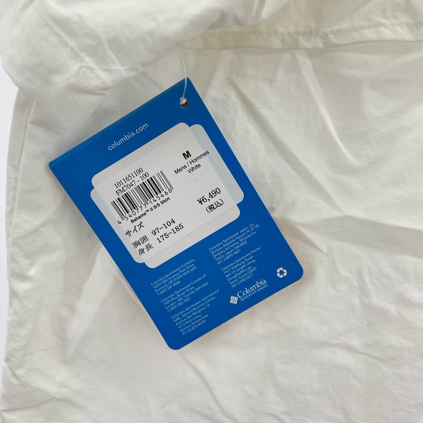 半袖シャツ コロンビア UPF50 新品タグ付 半袖カットソー M ホワイト