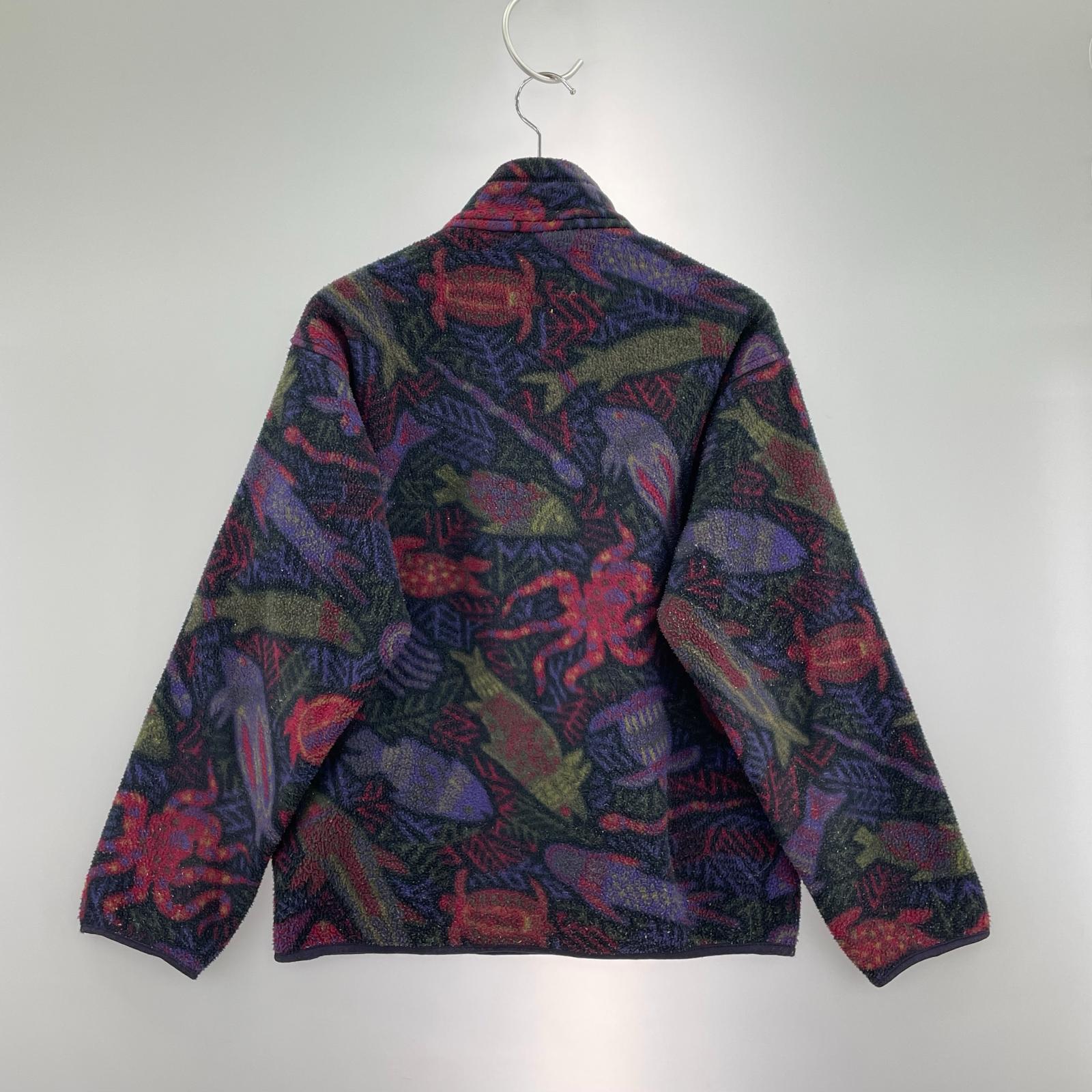 長袖Tシャツ 総柄SYNCHILLAフリース 90s USA(XS)