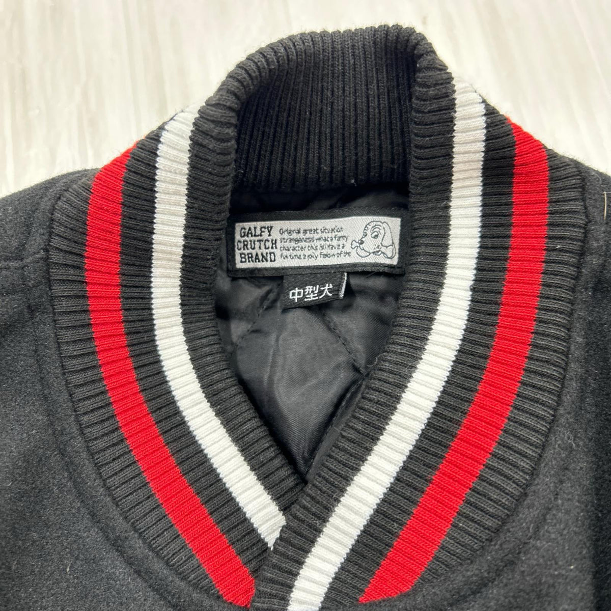 ジャケット GALFY フェイクレザー切替 スタジャン L ブラック