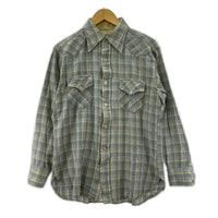 長袖シャツ 70s 白タグ ウエスタンシャツ (L) L ブルー
